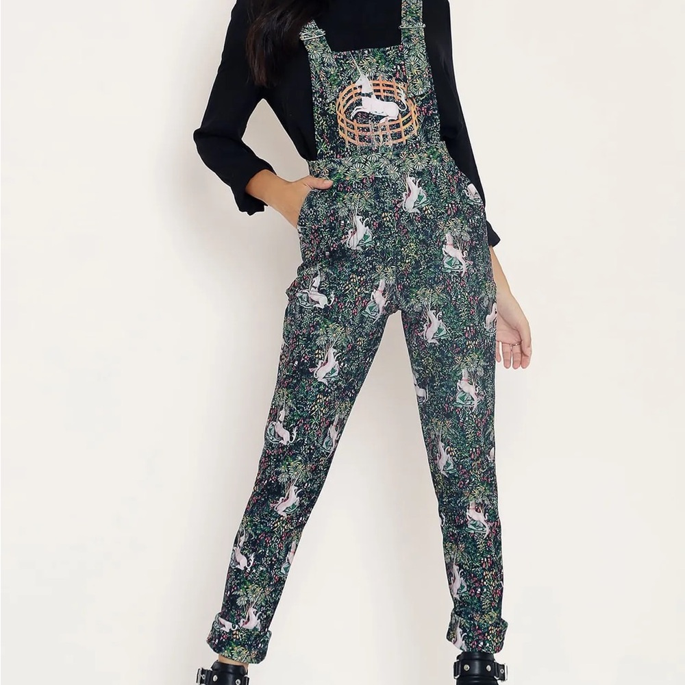 Blackmilk Green Unicorn Print Jumpsuit